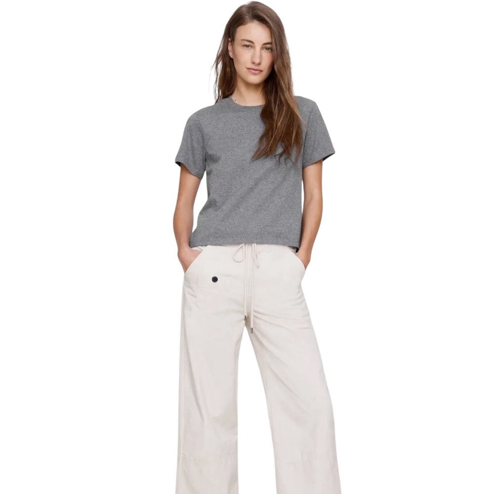 Banana Republic Grey 100% Linen Lagenlook Tee with side slit oversized boxy cut